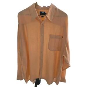 Indigo Palms Denim Company Men's XL 100% Linen Buttoned Down Shirt Peach